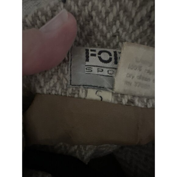 vintage 80s FORENZA coat trench heathered zig zag print the limited wool ivory S - Picture 11 of 11